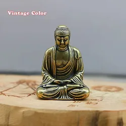 Mini Brass Buddha Statue - Pocket - Sized Zen Copper Sculpture for Home, Office, or Car Decor (Vintage Color)