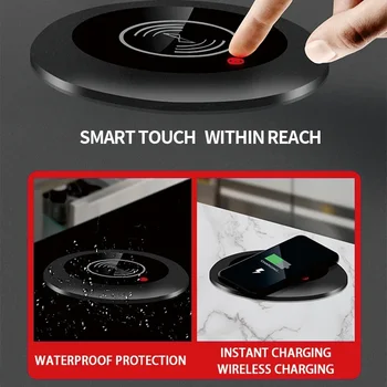 ซ็อกเก็ตยกไฟฟ้าซ่อนโต๊ะมอเตอร์ Pop Up Retractable Outlet พร้อม USB ไร้สายชาร์จสําหรับห้องครัวสํานักงาน 2