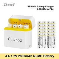 CHICNOD AA Rechargeable Batteries 2800mAh Ni-MH Battery 1.2V Smart Fast Charger 4 Slot USB Charging Kit for Camera Flashlight 1