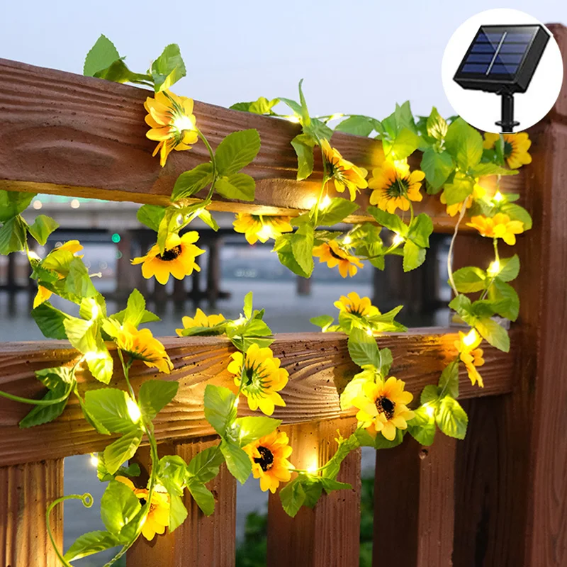 Solar String Lights LEDs Artificial Plant Sunflower Solar Light Outdoor Garden Lights Waterproof for Garden Decoration Outdoor item white artificial trees cherry blossom tree arch large tree for outdoor wedding decoration