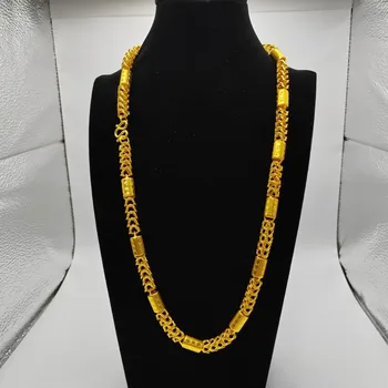 Luxurious 9999 24K real gold versatile dragon bone necklace fashionable men's and women's necklace gold jewelry 1