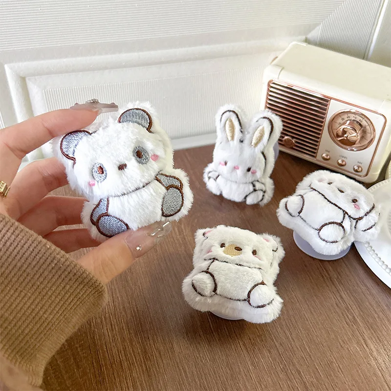 Winter Plush Rabbit Doll Phone Holder Smart Tok Griptok Socket Furry Puppy Bear Panda Staffa Universale Per Telefono Per Iphone Samsung