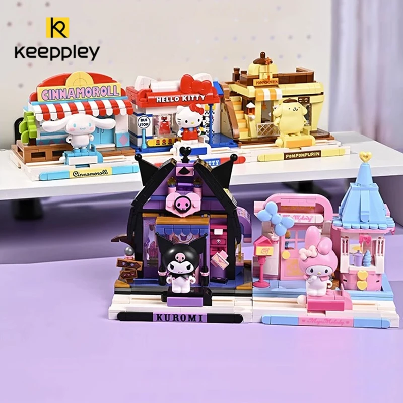 

Оригинальная модель Kuromi Cinnamoroll Mymelody Hello, строительные блоки, кирпичи Kitty, аниме сборка, экшн-проект, подарок