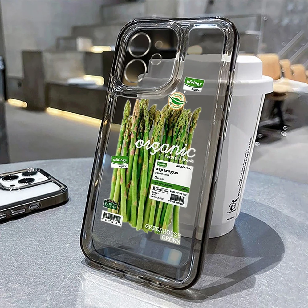 Quirky Green Veggies Transparent Phone Case - Creative Soft Cover