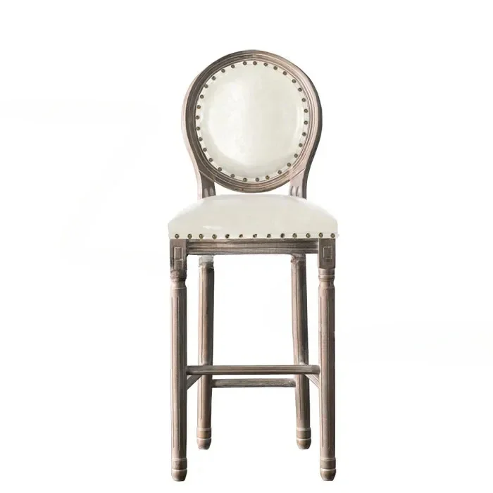 

Antique Bar Stools Home Bar Furniture American Solid Wood Bar Chairs European Retro Backrest High Chair Villa Chair for Kitchen
