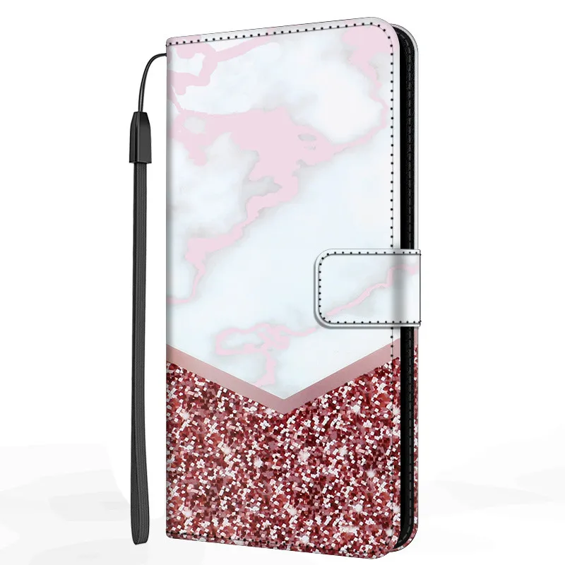 Elegant Marble Design Leather Flip Wallet Phone Case Cover