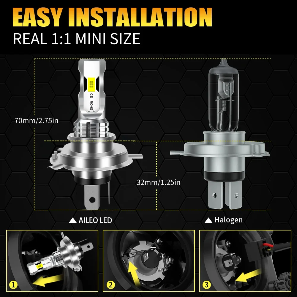 H7 H1 LED H4 H3 전구 자동차 헤드라이트 50000LM 120W 미니 무선 램프 자동 스포트라이트 안개등 6000K 화이트12V 24V 플러그 앤 플레이