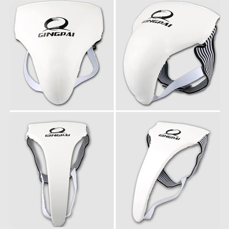 White Taekwondo Groin Guard Protector Men Women Child Crotch Protector Kicking Boxing Karate martial arts protector set