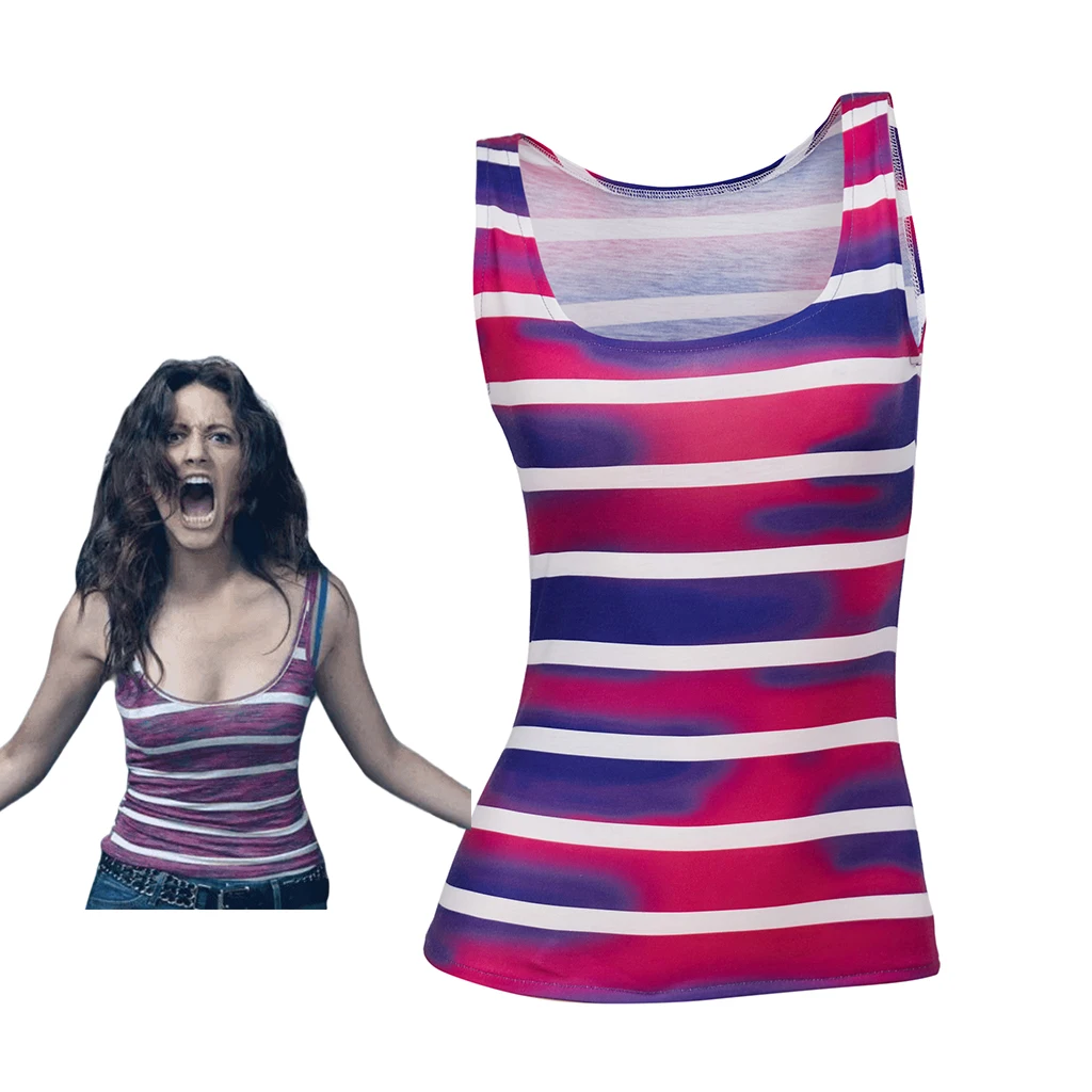 

Fiona Gallagher Cosplay Shameless Costume For Women Girls Dyed Stripe Vest Halloween Carnival Top Theme Party Tanks Cos