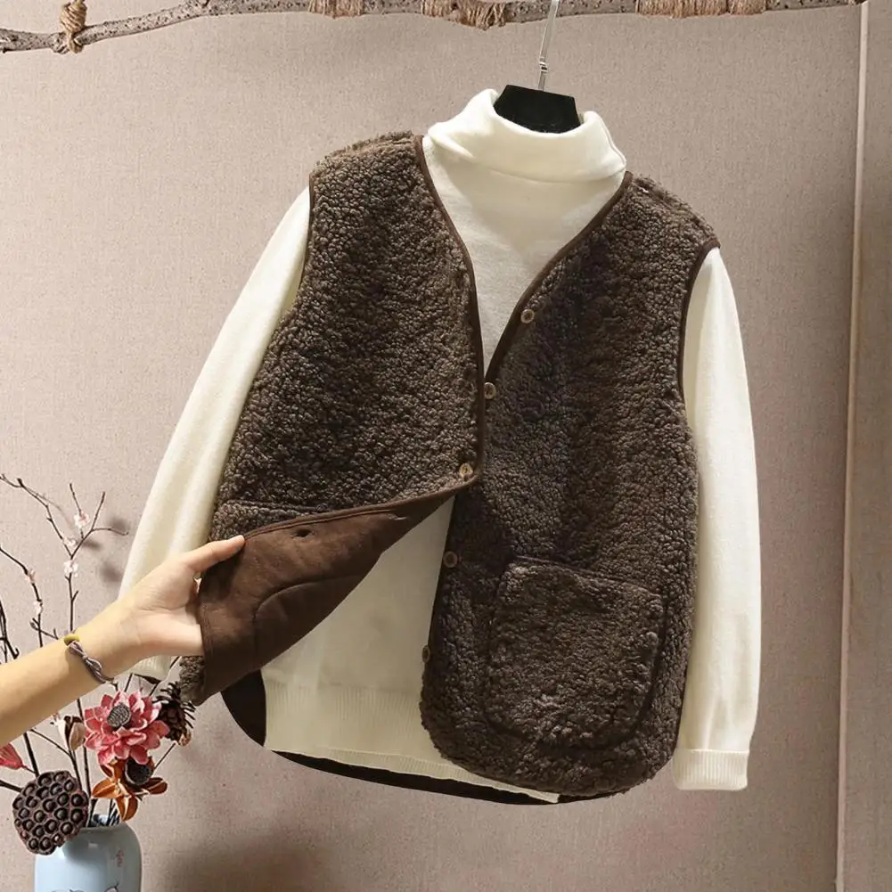 Women's New Autumn And Winter Plush Vest Fashionable Sleeveless Imitation Lamb Hair Vest Autumn And Winter Short Plush Vest new totally hair teresa blue sleeveless dress woman fashion loose women s dress women s summer dress 2023 luxury dress