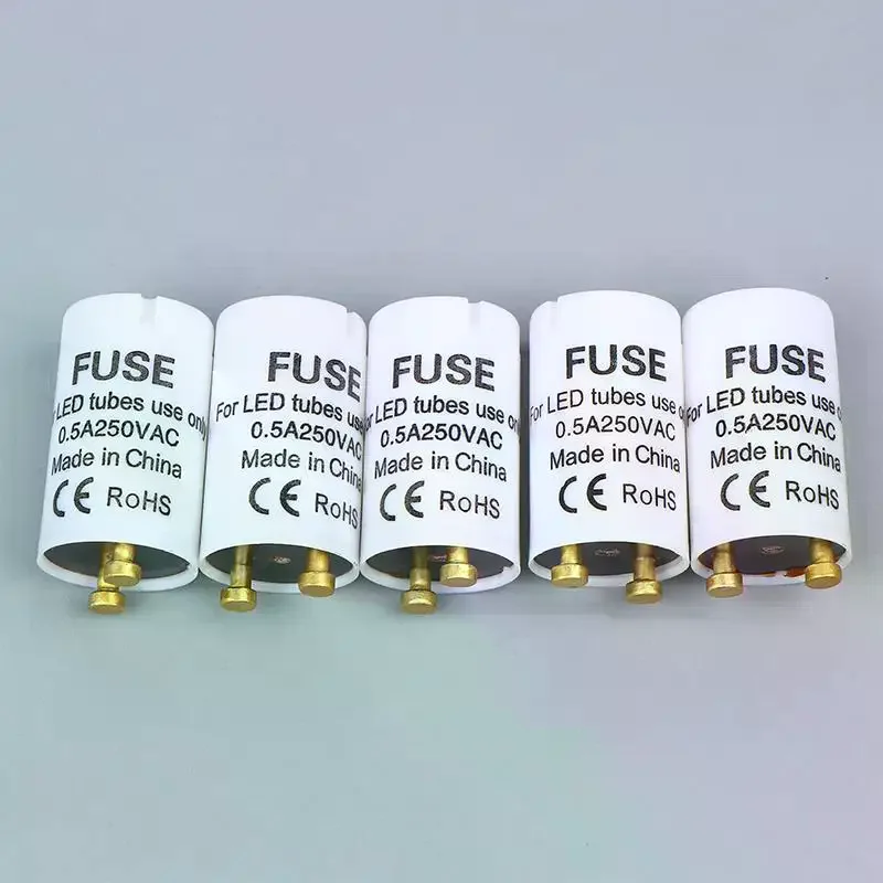 최신 스타터 T8 LED 5개/로트 LED 스테터 T8 LED 0.5A/250V HRC 타입 퓨즈 CE RoHS 준수 LEDT8 퓨즈 스타터
