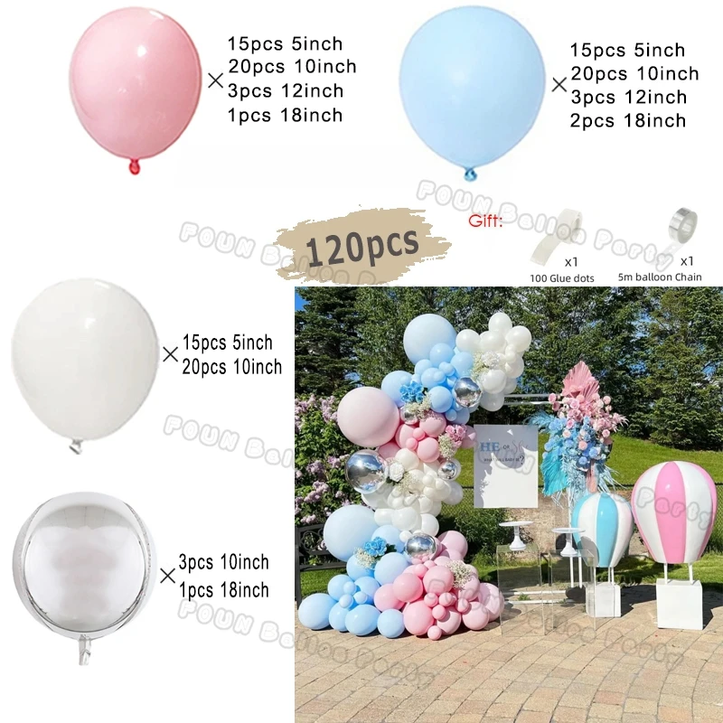 Pastel Pink and Blue Balloon Garland Arch DIY Kit for Baby Shower &  Birthday Decorations