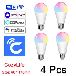 8 - Pack WiFi - Enabled Smart LED RGB Light Bulbs with Voice Control & Dimmable Timer - AC 85V - 265V (WiFi Smart Bulb -X4)