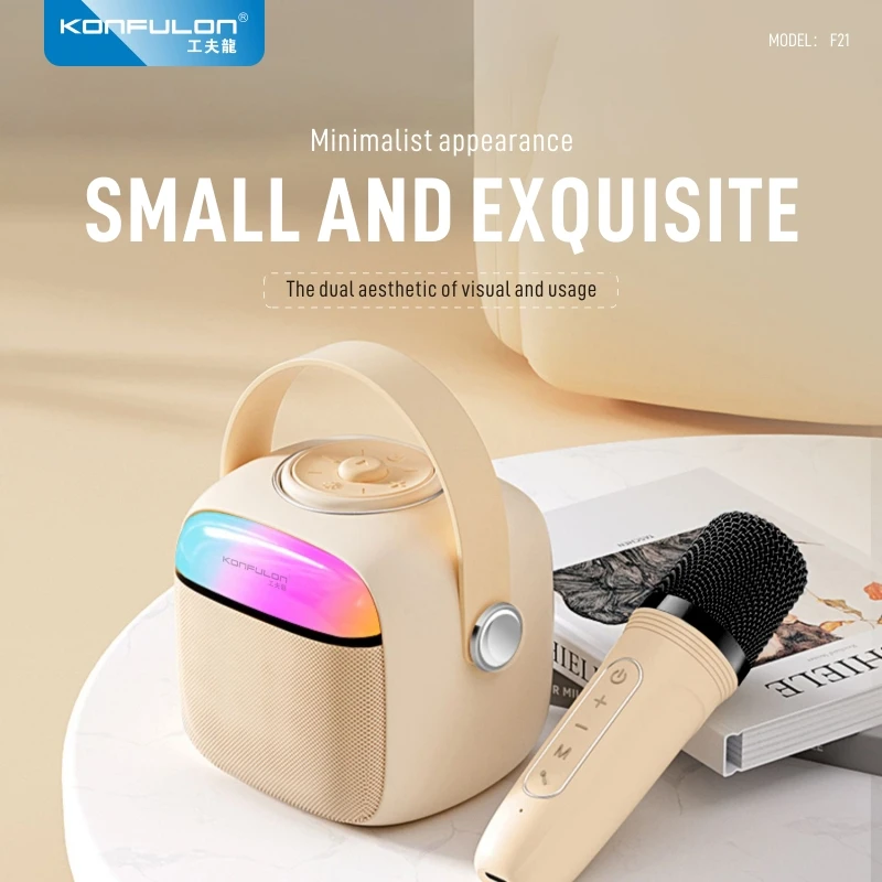 

10W Wireless Portable Mini Bluetooth Speaker with Microphone Wireless Karaoke Machine Multifunctional Speaker 1500mAh Capacity