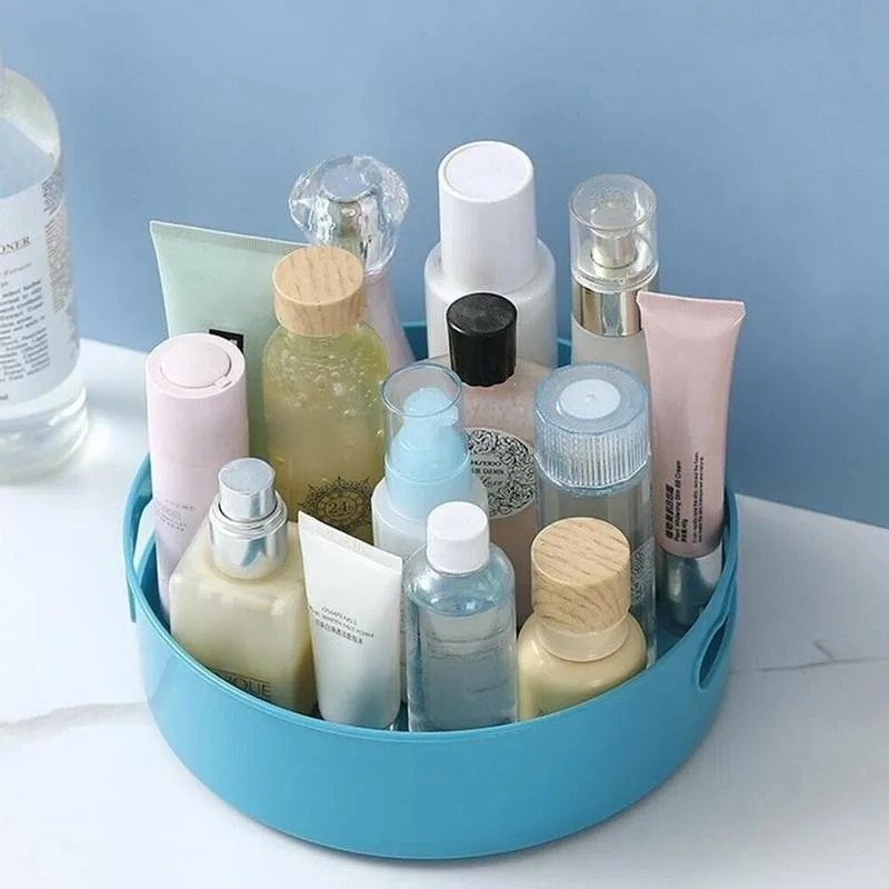 360 Rotating Tray Kitchen Storage Containers for Spice Jar Snack Food Tray Bathroom Storage Box Non Slip Cosmetics Organizer 5
