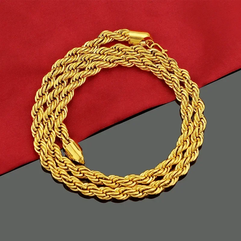 High-Quality 24K 9999 Real Gold Necklaces in Gold Shop-Men's and Women's Styles, Fortune into Treasure Design