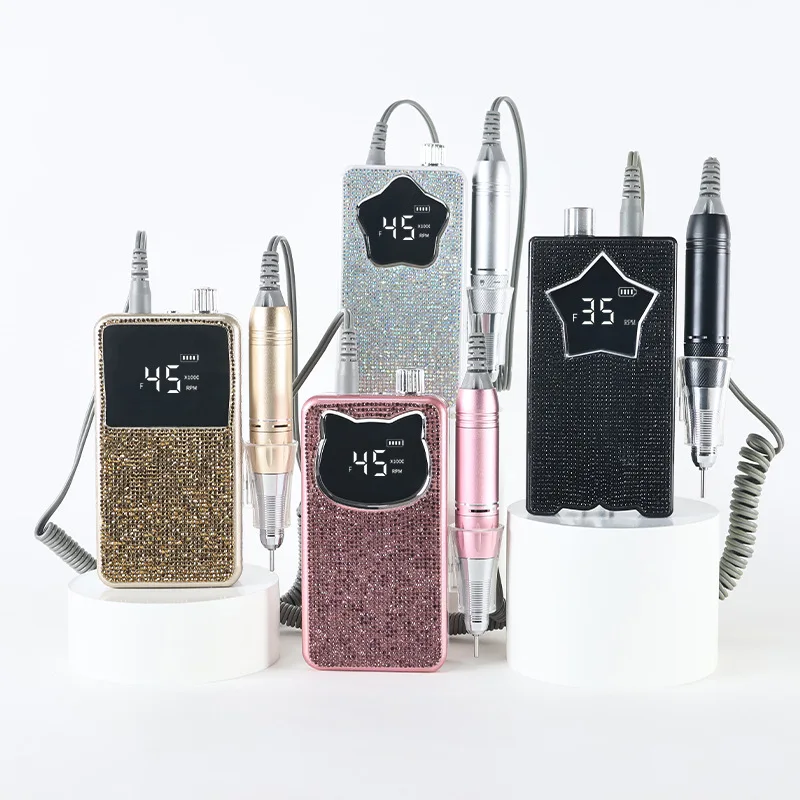 45000RPM Electric Nail Drill Machine Professional Nail polisher with Flash Diamond Decoration for Gel Portable Manicure tools 5