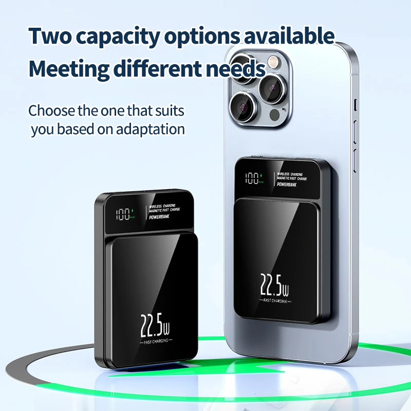 5000mAh portable magnetic wireless charging power bank 22.5W super fast charging digital display mobile phone power bank 3