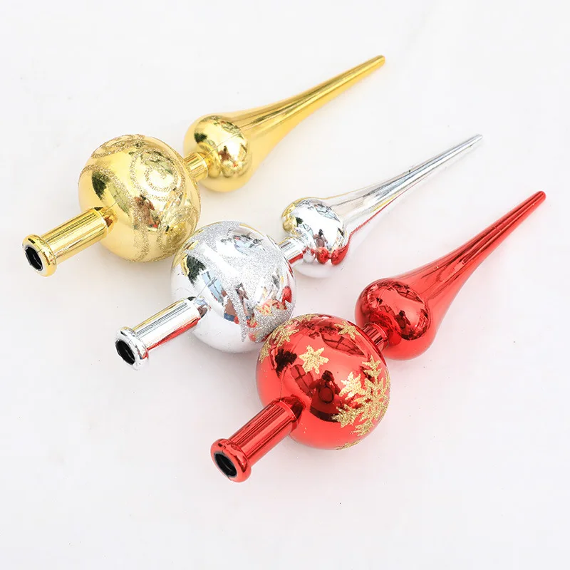 Christmas Tree Topper 23cm Red Gold Silver Tip Shaped Ornament Decorations for Home 2023 Navidad Noel Natal Gift New Year 2024