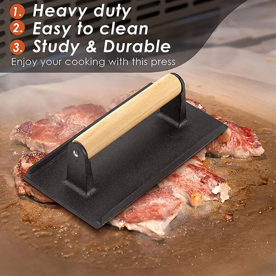 1PC cast iron pressure plate uncoated iron plate barbecue fried squid barbecue outdoor picnic cast pressure tool