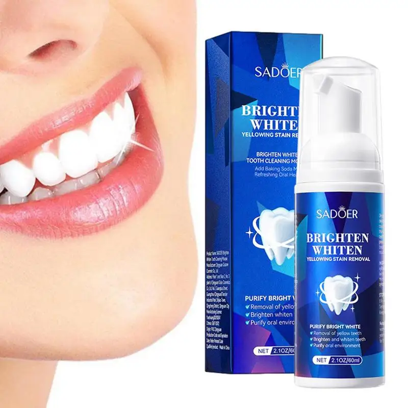

60ml Teeth Whitenings Mousse Teeth Whitenings Toothpaste for Bad Breath Control Deeply Cleaning Gums Stain Removal Oral Care