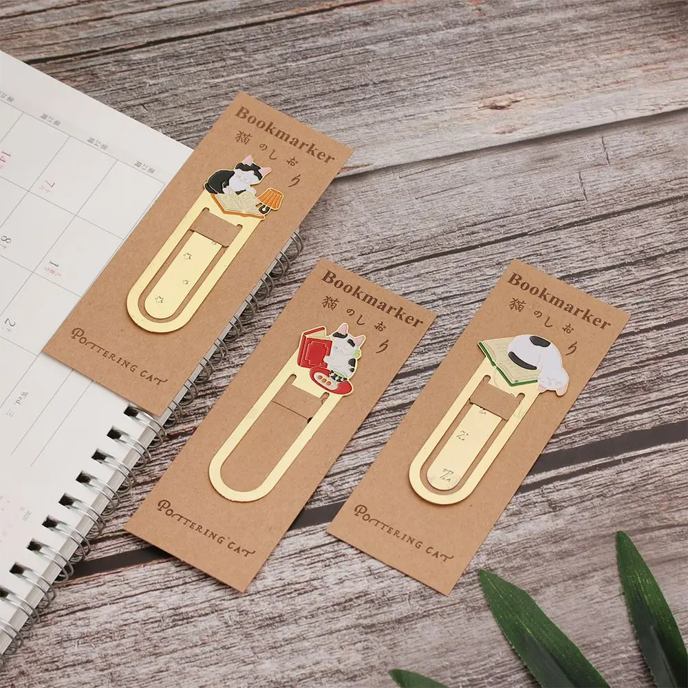 School Supplies Gold-plated Cartoon Book Folder Bookmark Label Cute Cats