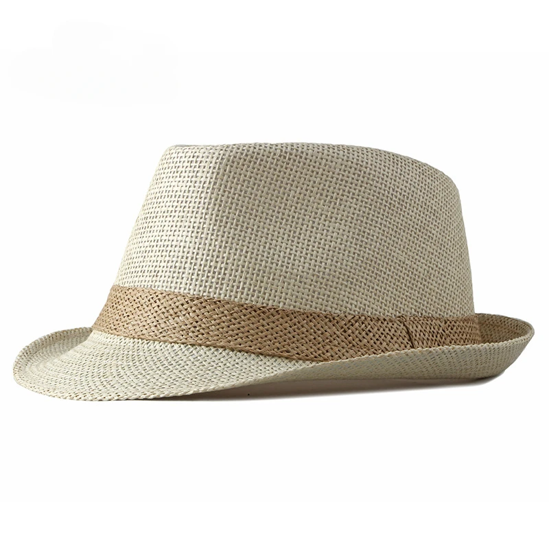 Straw hat Sun protection hat Fedora hat Fashion hat Simple Solid Jazz Hat Men Outdoor Beach Hat Women Straw Woven Stripe Sunshade Casual Buckle Beach Sun Fedoras Panama Cap