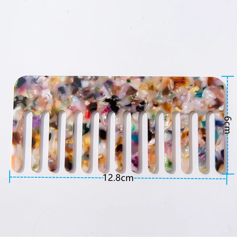 

Women Anti Static Acetic Acid Hair Comb Portable Leopard Marble Cushion Wide Tooth Comb Acetate Comb