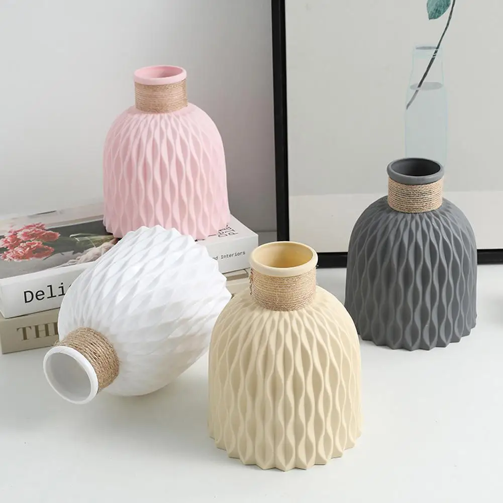 물 잔물결 꽃병 로프 플라스틱 파인애플 꽃병, 꽃꽂이용 DIY 화분, 도자기 영감 꽃병, T3C2