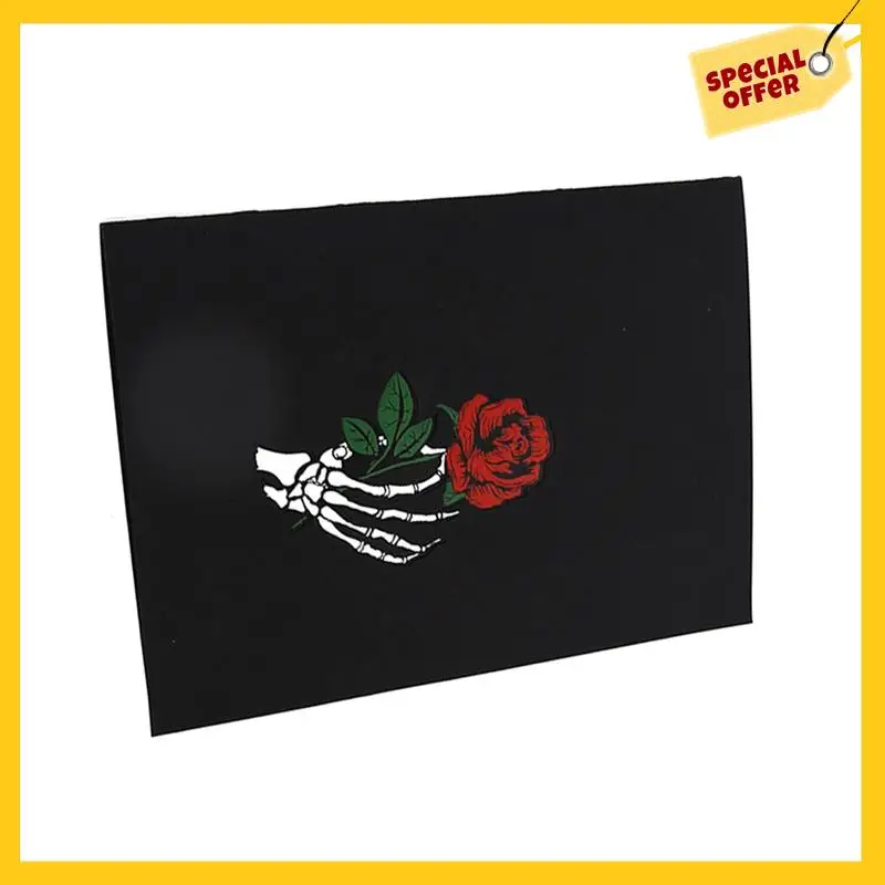A45G-3D Halloween Greeting Card Festival Party Invitation Holiday Postcard Gift Skeleton Skull Rose Horror Greeting Card