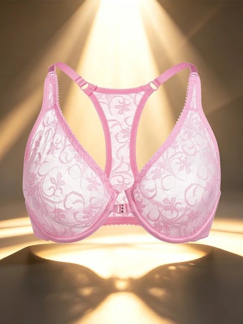 Soutien-gorge à armatures en dentelle avec boutons sur le devant pour femme, broderie élégante, dos magnifique, lingerie grande taille, bonnets A B C D E F