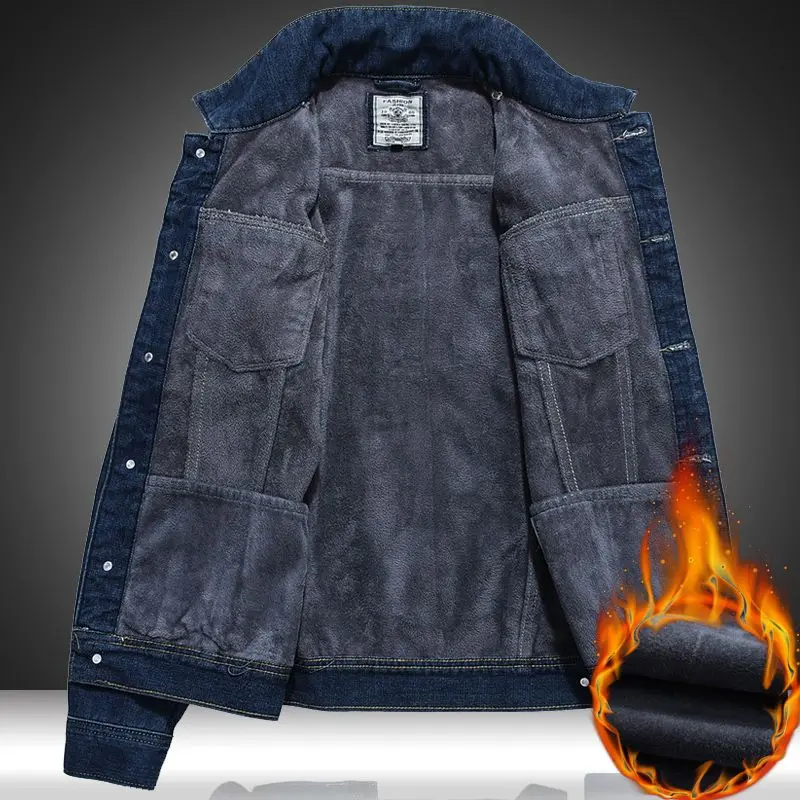 

Winter Thicken Denim Coat Men Outwear Plush Velvet Warm Jeans Jackets Man Casual Thick Fleece Cowboy Parkas Size 6XL Casaco E752