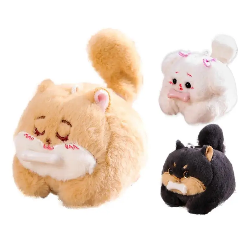 Cute Puppy Keychain Plush Toys soft mini Animal Stuffed Plush doll With Sound pets Kawaii Keychain Pendant Gift For Backpacks