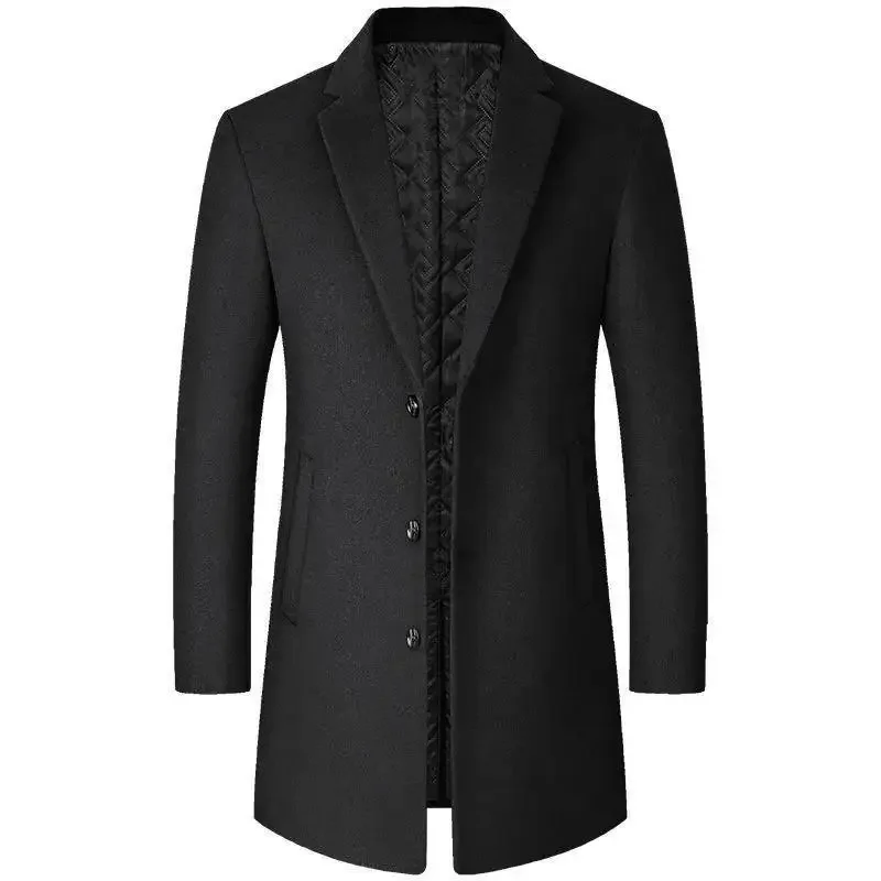 2022 New Men's Woolen Jacket Slim Fit Medium-length Coat Smooths Your Silhouette Autumn/winter Warm Comfortable Wear