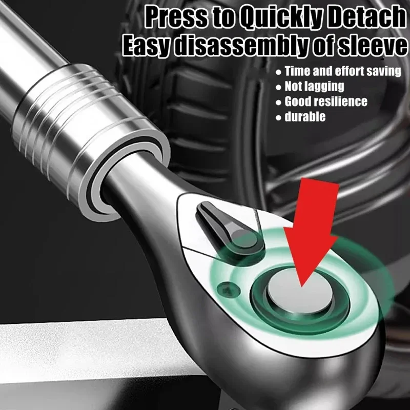 Telescopic Socket Ratchet Wrench for Automotive Repair Adjustable Head Ratchet Set 72 Tooth Quick Release Wrench Manual Tool