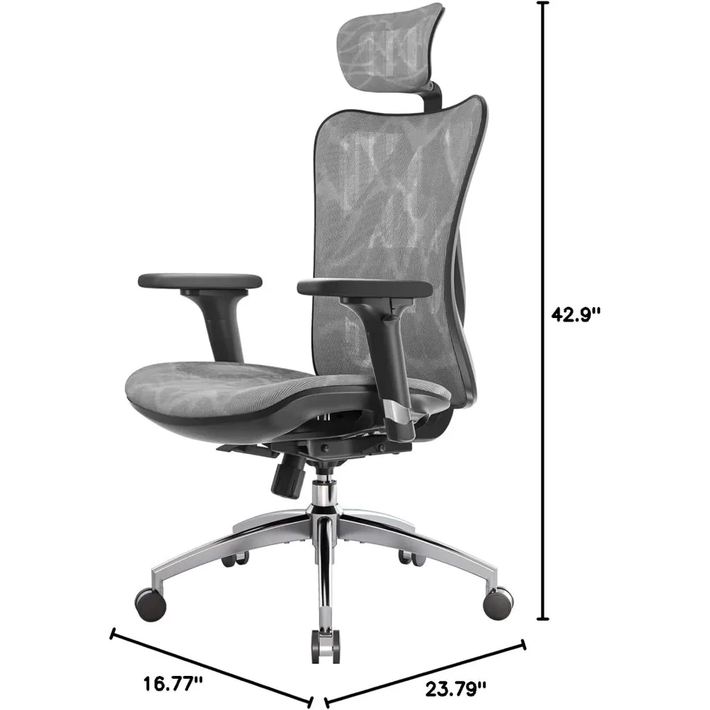 M57 Ergonomic Office Chair with 3 Way Armrests Lumbar Support and Adjustable Headrest High Back Tilt Function Grey 3