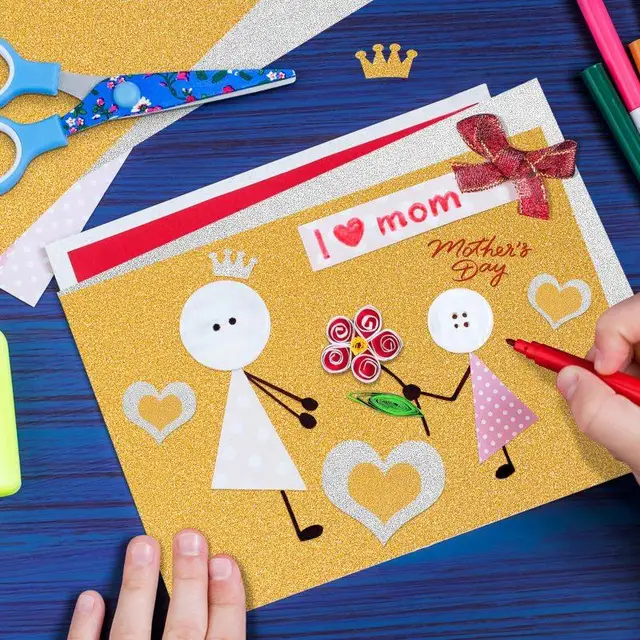 Cartoncini Glitterati A4 200 G/m&sup2; - Confezione Da 3 Fogli Viola Per Artigianato E Lavoretti