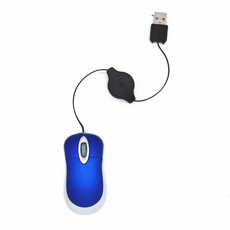Mini Portable Wired Retractable Mouse Computer Mause Small Hand USB Optical 1000 DPI Office Mice for PC Laptop Notebook for Kids - 6