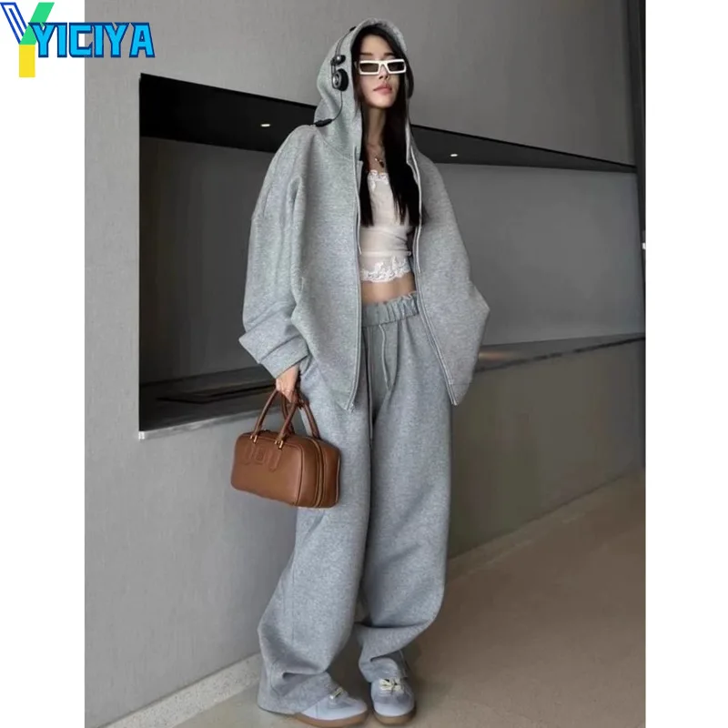 

YICIYA y2k pant sets hooded sweatshirt two piece set Women's tracksuit autumn winter Hooded zip-up Sweatpants new matching sets