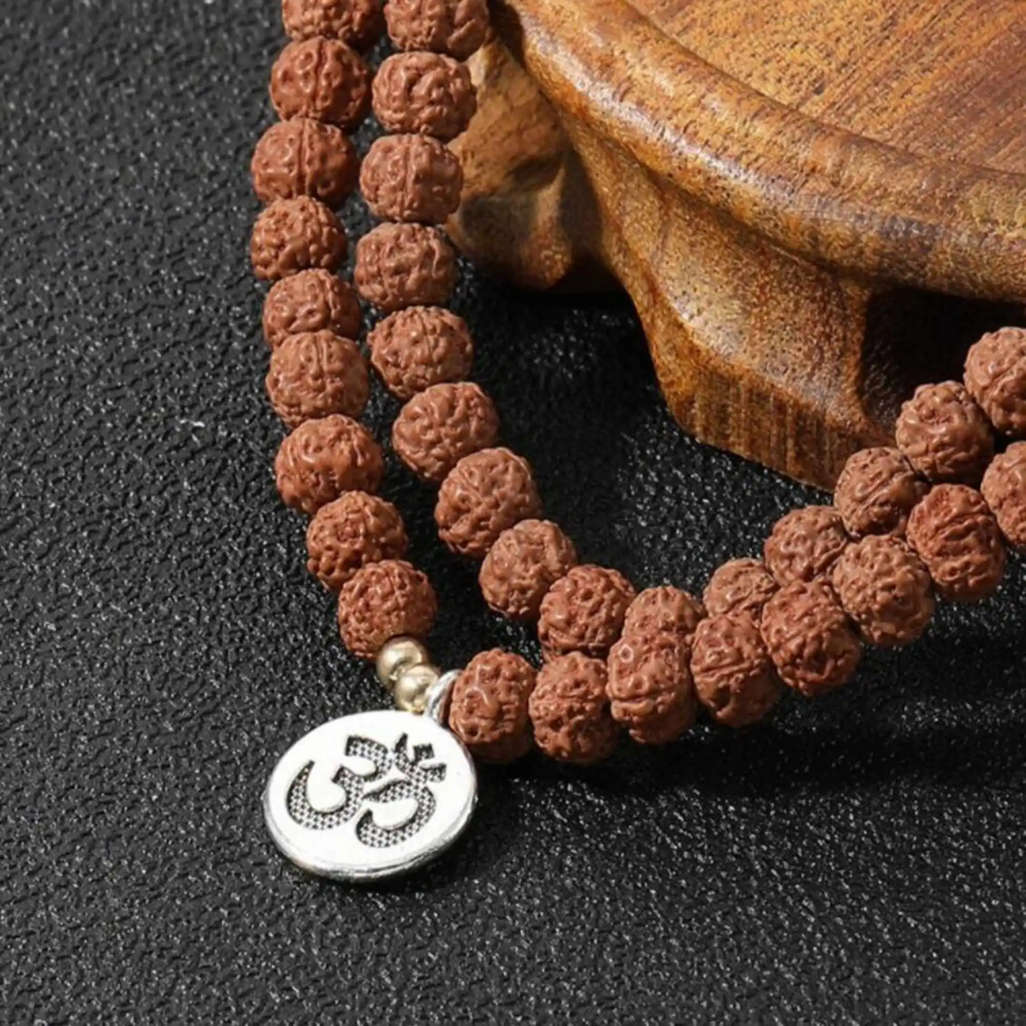 

Natural 6mm brown round Rudraksha beads tibet silver bracelet Thanksgiving Day Mental Wristband Restore Buddhism Christmas