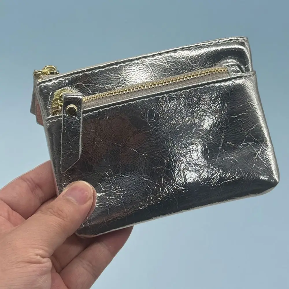 Portamonete in Pelle Portatile con Doppia Cerniera, Graziosa Pochette Multifunzionale, Mini Portafoglio per Uso Quotidiano - immagine 3