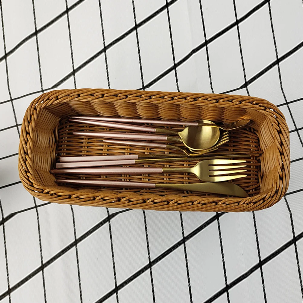 

Rattan-like Woven Storage Dinnerware Dinnerware Multifunctional Tableware Holder Plastic Pp