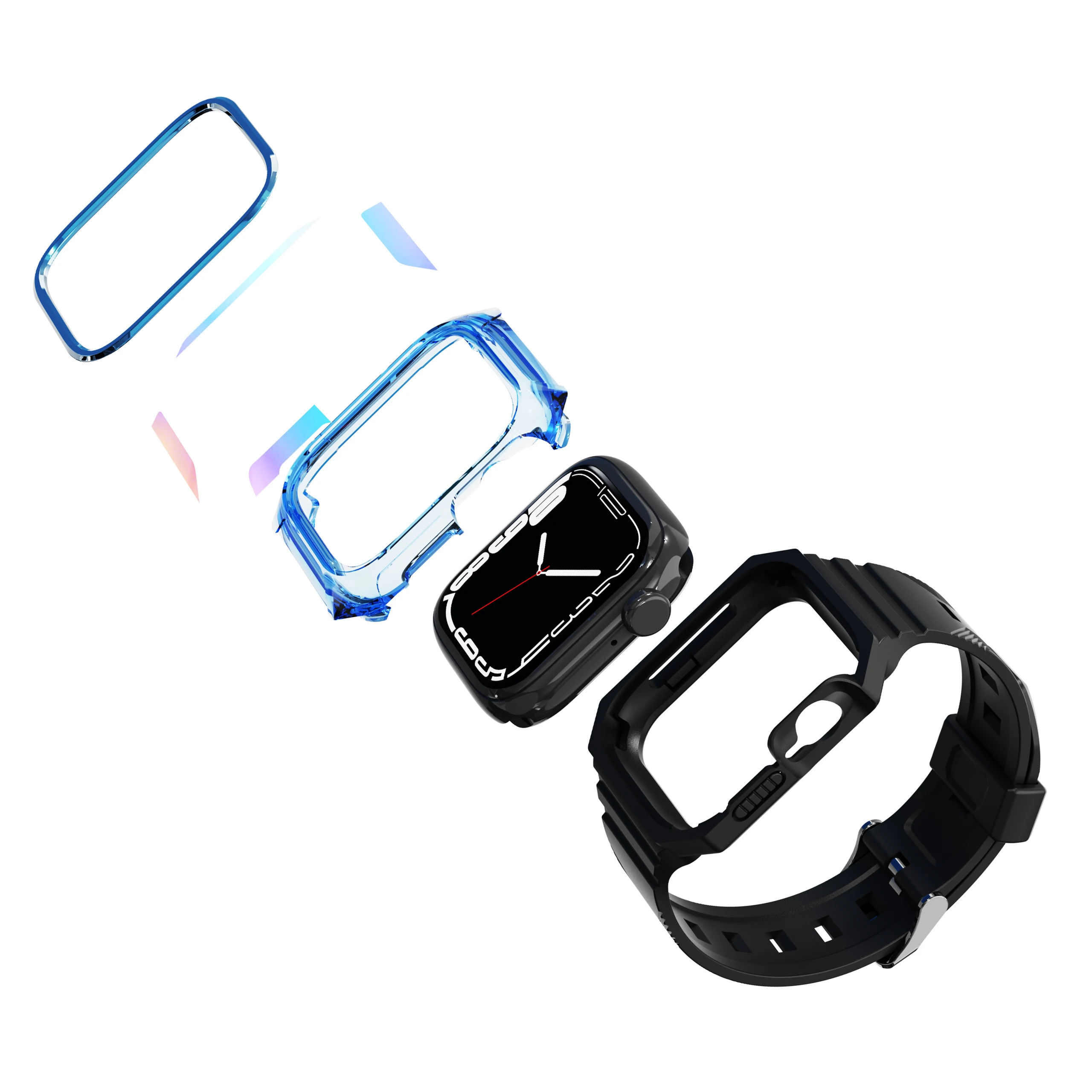 TPU Case + Riem Voor Apple Watch Band 8 7 45Mm 41Mm 44Mm 42Mm 40Mm 38 Case Rubberen Band Voor Iwatch Serie 6 Se 5 4 3 2 1 Armband