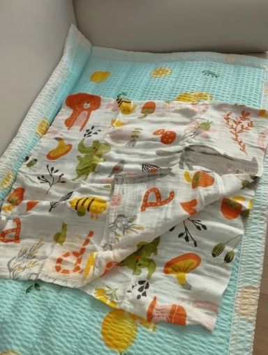 Baby Swaddle Blanket Cotton Soft 2 Layer Muslin Newborn Summer Blankets Quick Dry Kids Bath Towel Baby Stroller Blanket Cover photo review