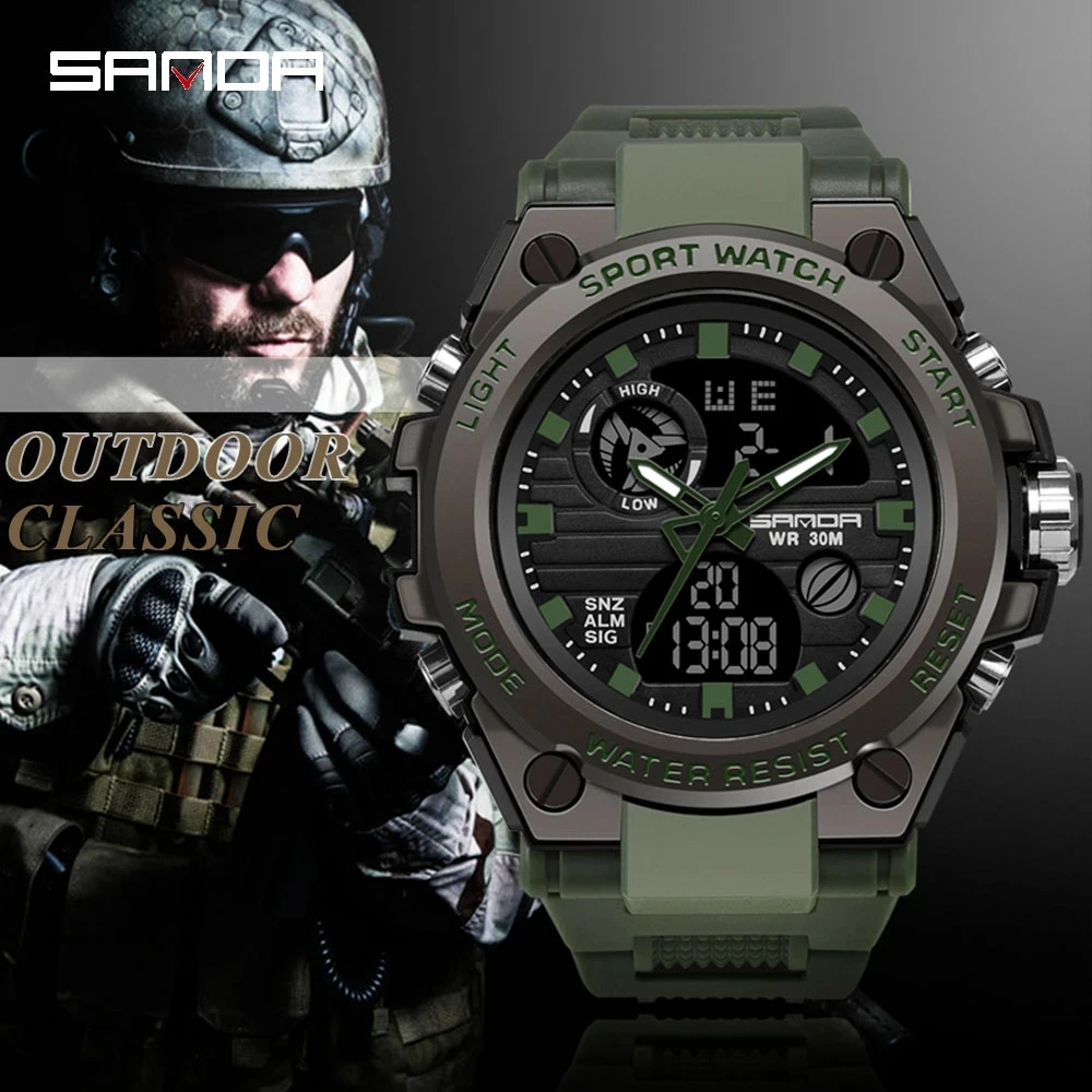 

SANDA 739 Sports Men's Watches Top Brand Luxury Military Quartz Watch Men Waterproof S Shock Male Clock relogio masculino 2023