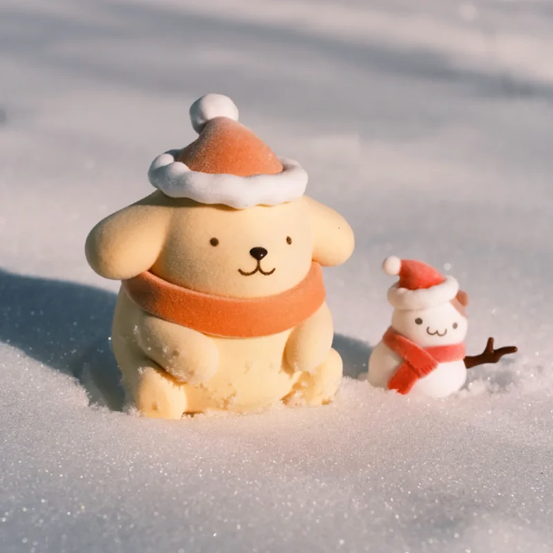 MINISO Sanrio Pompompurin Childhood Four Seasons Series Blind Box Kawaii Fishing Snowman Model Children's Toy Birthday Gift