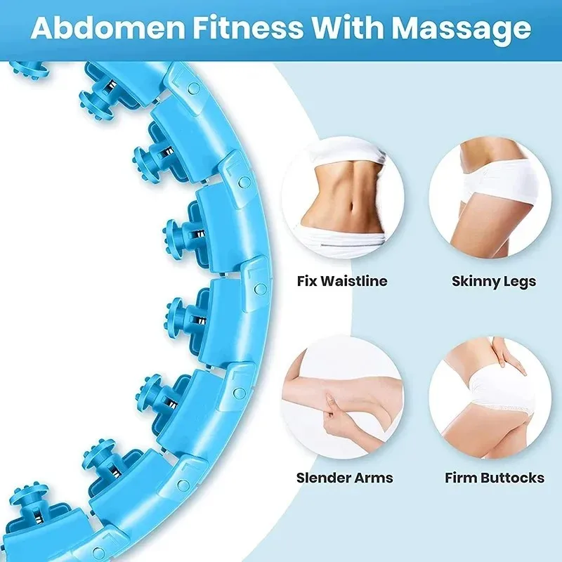 Fitness Hoop Weighted Fitness Hoop for Adults & Kids Detachable Knots Abdomen Weight Loss 2 in 1 Abdomen Fitness Weight Loss Massage
