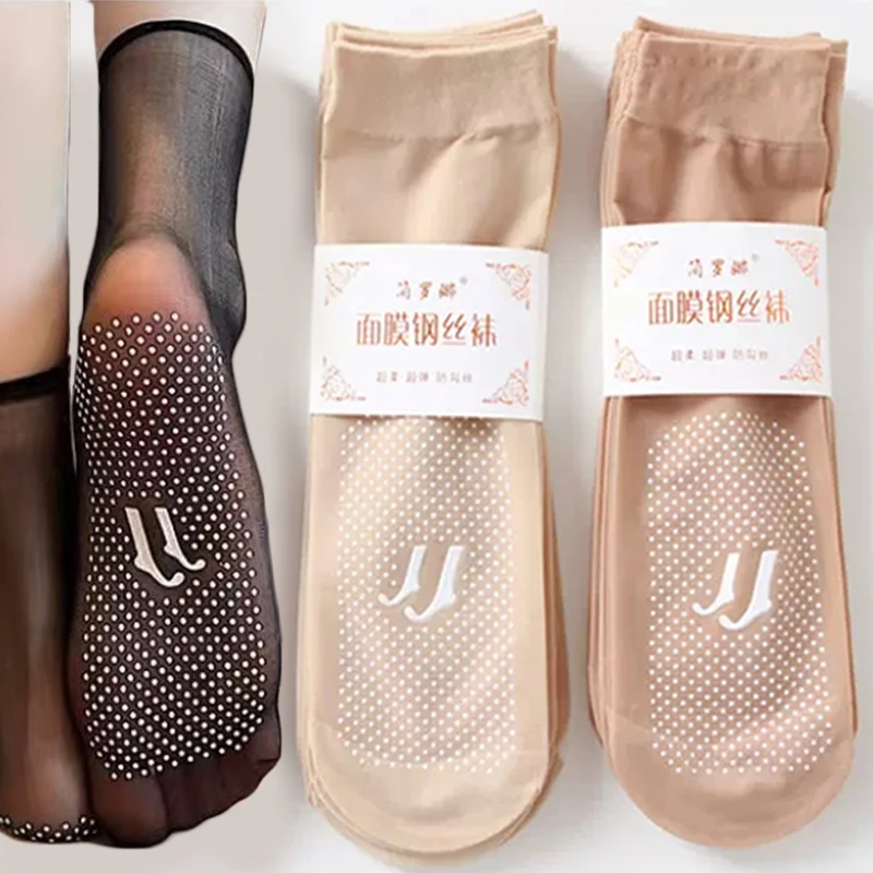 Calzini Traspiranti Ultrasottili Da Donna Calzini Di Seta Di Cristallo Elastici Trasparenti Antiscivolo Calzini Corti Estivi Da Donna In Nylon