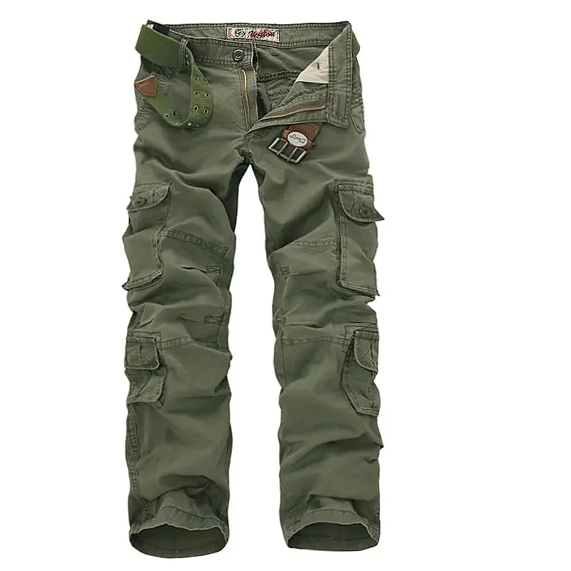 

2024 Men's Cargo Pants Multi-Pocket Loose Camouflage Male Cotton Straight Outdoor Trousers Sweatpants No-Belt Plus Size 46