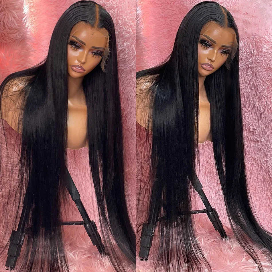 30 Inch 13x4 Transparent Lace Front Human Hair Wigs For Women Bone Straight Lace Front Wigs Brazilian PrePlucked 4x4 Closure Wig
